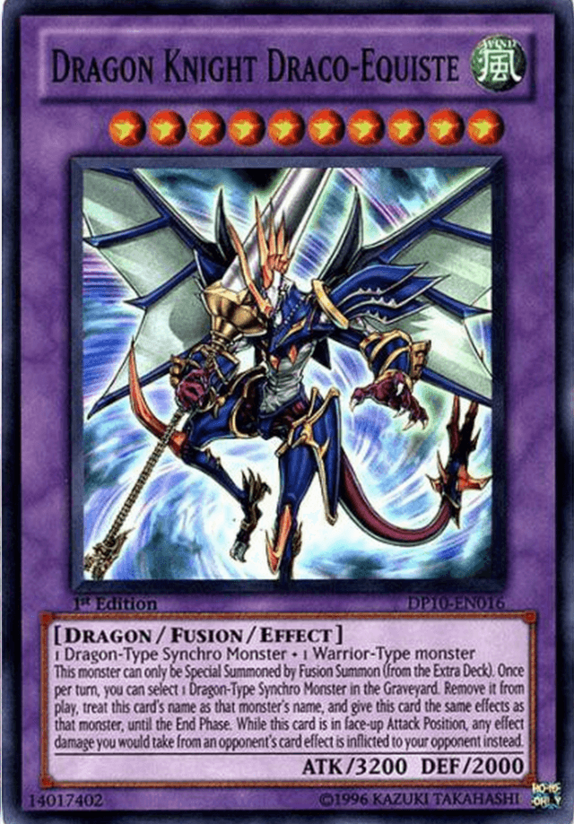 1st Edition, Dragon, Duelist Pack 10: Yusei 3, Fusion/Effect Monster, Super Rare, Unlimited, Wind Dragon Knight Draco-Equiste [DP10-EN016] Super Rare - Trading Card World