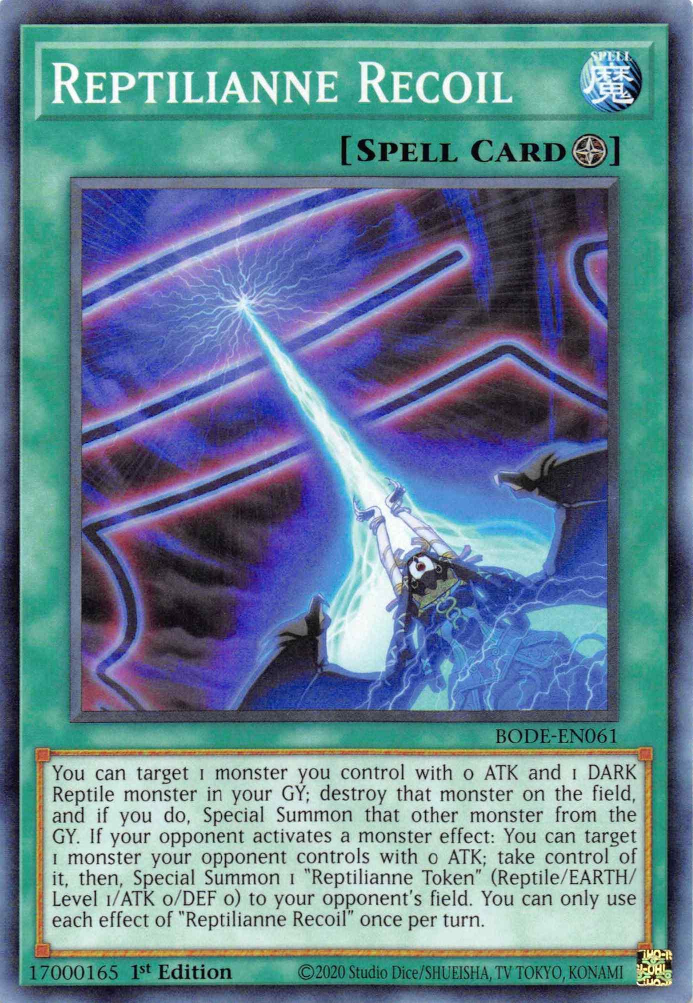 1st Edition, Burst of Destiny, Common, Field Spell, Spell Reptilianne Recoil [BODE-EN061] Common - Trading Card World