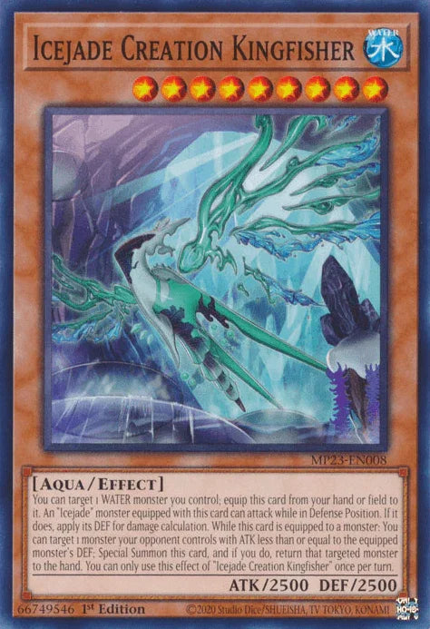 1st Edition, Aqua, Common, Dueling Heroes Collectors Tin - Mega Pack (25th Anniversary Edition), Effect Monster, Water Icejade Creation Kingfisher [MP23-EN008] Common - Trading Card World