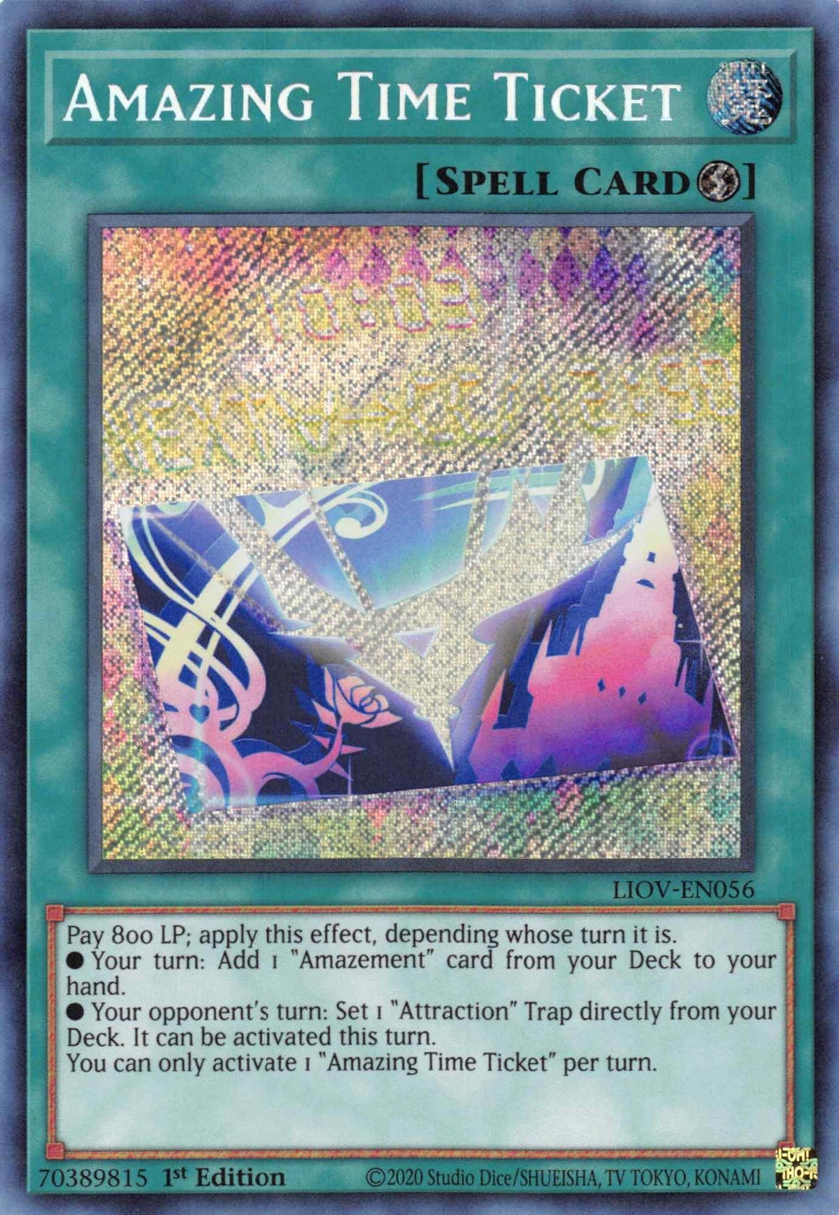 1st Edition, Lightning Overdrive, Quick-Play Spell, Secret Rare, Spell Amazing Time Ticket [LIOV-EN056] Secret Rare - Trading Card World