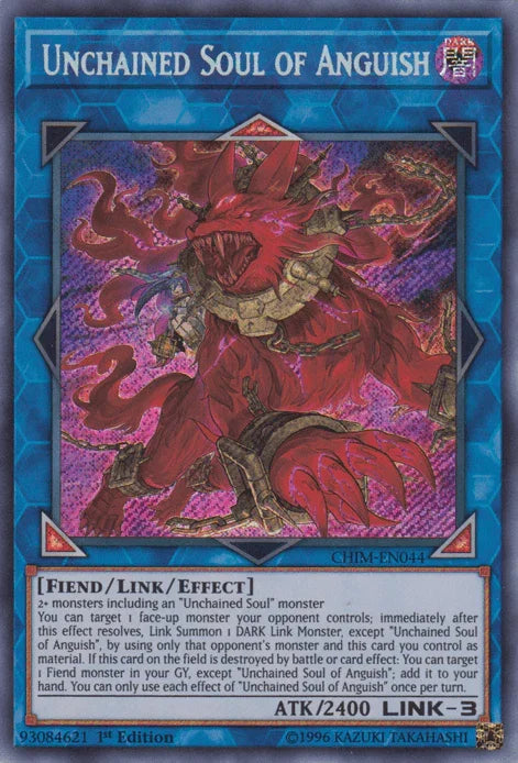 1st Edition, Chaos Impact, Dark, Fiend, Link/Effect Monster, Secret Rare, Unlimited Unchained Soul of Anguish [CHIM-EN044] Secret Rare - Trading Card World