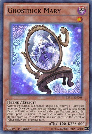 1st Edition, 2014 Mega-Tins Mega Pack, Dark, Effect Monster, Fiend, Super Rare Ghostrick Mary [MP14-EN203] Super Rare - Trading Card World