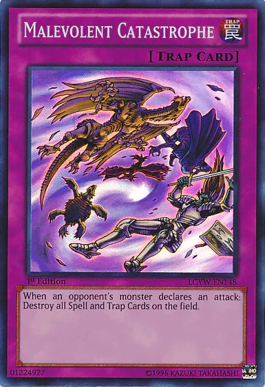 1st Edition, Legendary Collection 3: Yugi's World, Normal Trap, Super Rare, Trap, Unlimited Malevolent Catastrophe [LCYW-EN148] Super Rare - Trading Card World