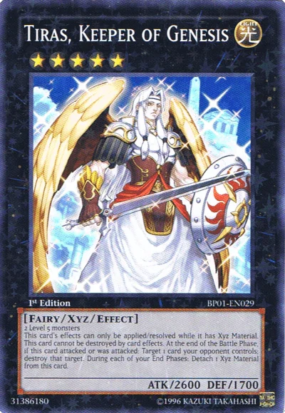 1st Edition, Battle Pack: Epic Dawn, Fairy, Light, Starfoil Rare, Unlimited, Xyz/Effect Monster Tiras, Keeper of Genesis [BP01-EN029] Starfoil Rare - Trading Card World