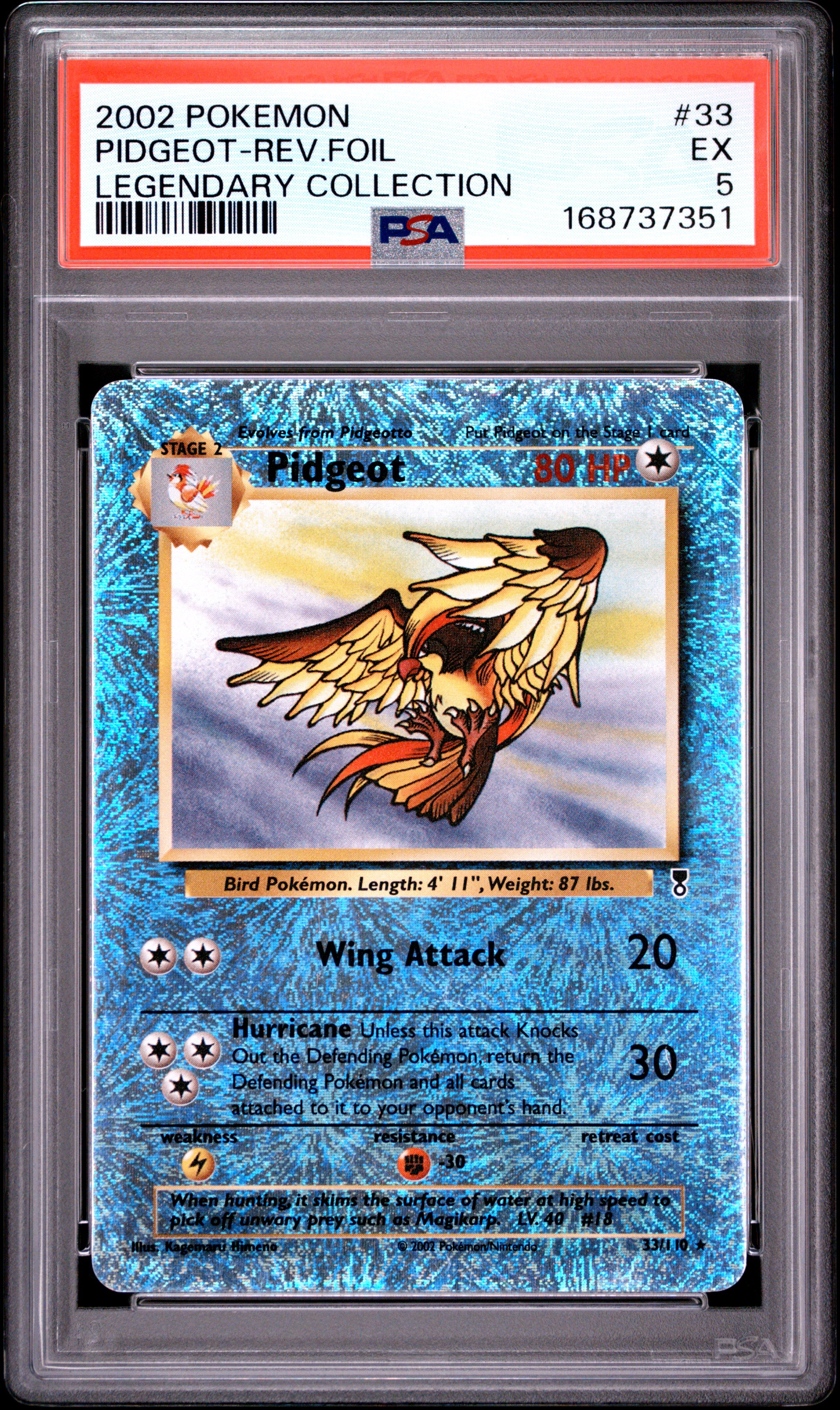 PSA 5 Pidgeot-Rev.foil Legendary Collection #33 · Legendary Collection · 2002 — front