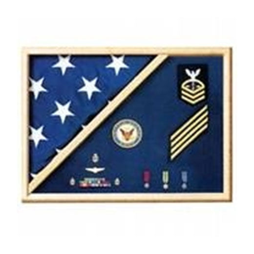 Air Force Blue - Wood Flag Display Case - Fit 5' x 9.5' Casket Flag.