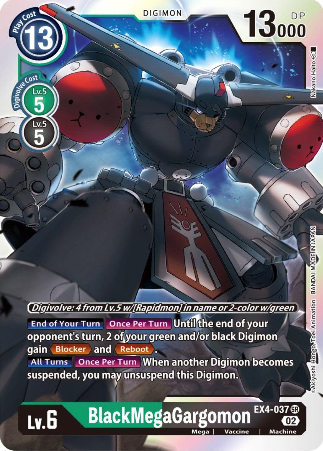 Alternative Being Booster, Digimon, EX4-037, Green;Black, Machine, Mega, Super Rare, Vaccine BlackMegaGargomon [EX4-037] [Alternative Being Booster] - Trading Card World