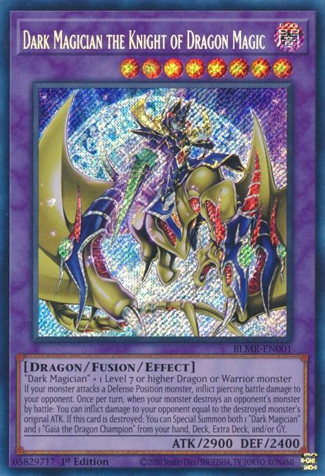 1st Edition, Battles of Legend: Monstrous Revenge, Dark, Dragon, Fusion/Effect Monster, Secret Rare Dark Magician the Knight of Dragon Magic [BLMR-EN001] Secret Rare - Trading Card World