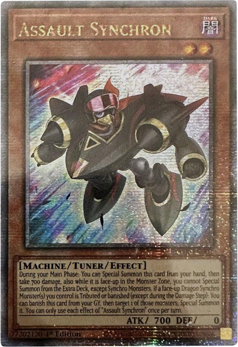 1st Edition, Battles of Legend: Monstrous Revenge, Dark, Machine, Quarter Century Secret Rare, Tuner/Effect Monster Assault Synchron [BLMR-EN003] Quarter Century Secret Rare - Trading Card World