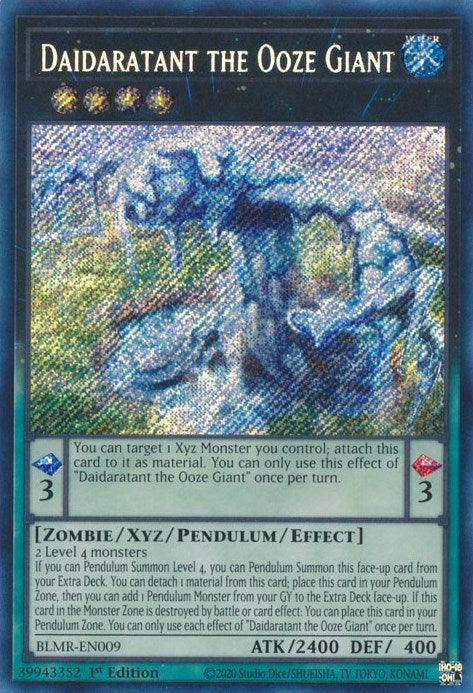 1st Edition, Battles of Legend: Monstrous Revenge, Secret Rare, Water, Xyz/Pendulum/Effect Monster, Zombie Daidaratant the Ooze Giant [BLMR-EN009] Secret Rare - Trading Card World