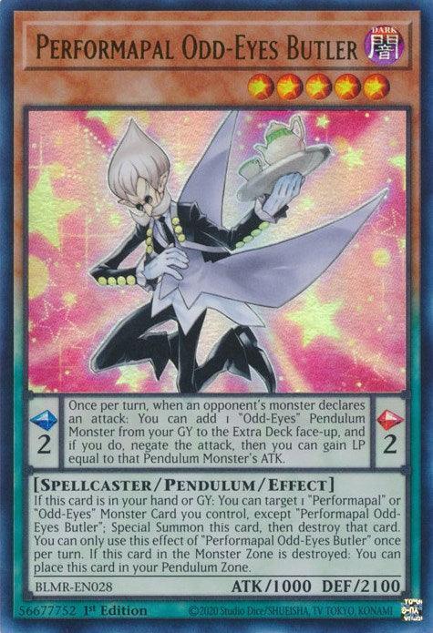 1st Edition, Battles of Legend: Monstrous Revenge, Dark, Pendulum/Effect Monster, Spellcaster, Ultra Rare Performapal Odd-Eyes Butler [BLMR-EN028] Ultra Rare - Trading Card World