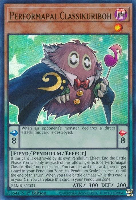 1st Edition, Battles of Legend: Monstrous Revenge, Dark, Fiend, Pendulum/Effect Monster, Ultra Rare Performapal Classikuriboh [BLMR-EN031] Ultra Rare - Trading Card World