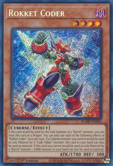1st Edition, Battles of Legend: Monstrous Revenge, Cyberse, Dark, Effect Monster, Secret Rare Rokket Coder [BLMR-EN006] Secret Rare - Trading Card World