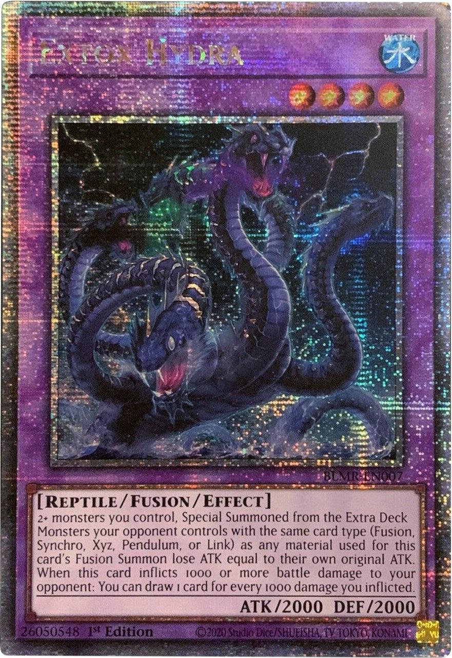1st Edition, Battles of Legend: Monstrous Revenge, Fusion/Effect Monster, Quarter Century Secret Rare, Reptile, Water Extox Hydra [BLMR-EN007] Quarter Century Secret Rare - Trading Card World