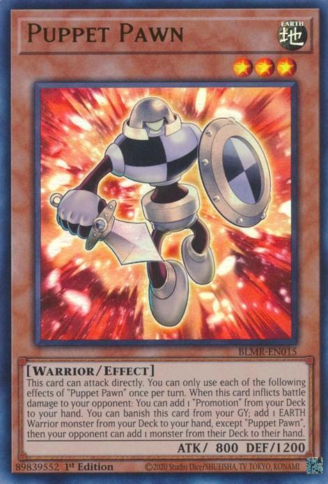 1st Edition, Battles of Legend: Monstrous Revenge, Earth, Effect Monster, Ultra Rare, Warrior Puppet Pawn [BLMR-EN015] Ultra Rare - Trading Card World