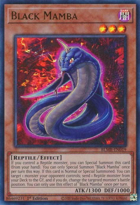 1st Edition, Battles of Legend: Monstrous Revenge, Dark, Effect Monster, Reptile, Ultra Rare Black Mamba [BLMR-EN019] Ultra Rare - Trading Card World