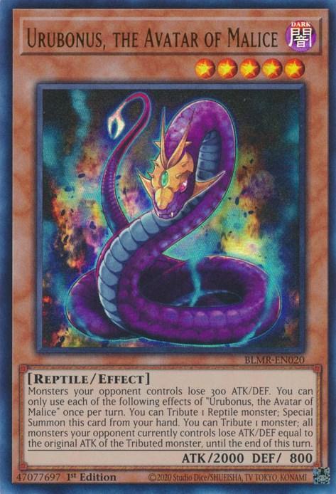 1st Edition, Battles of Legend: Monstrous Revenge, Dark, Effect Monster, Reptile, Ultra Rare Urubonus, the Avatar of Malice [BLMR-EN020] Ultra Rare - Trading Card World