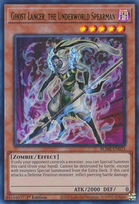 1st Edition, Battles of Legend: Monstrous Revenge, Dark, Effect Monster, Ultra Rare, Zombie Ghost Lancer, the Underworld Spearman [BLMR-EN023] Ultra Rare - Trading Card World