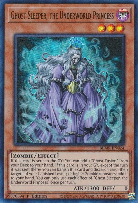 1st Edition, Battles of Legend: Monstrous Revenge, Dark, Effect Monster, Ultra Rare, Zombie Ghost Sleeper, the Underworld Princess [BLMR-EN024] Ultra Rare - Trading Card World