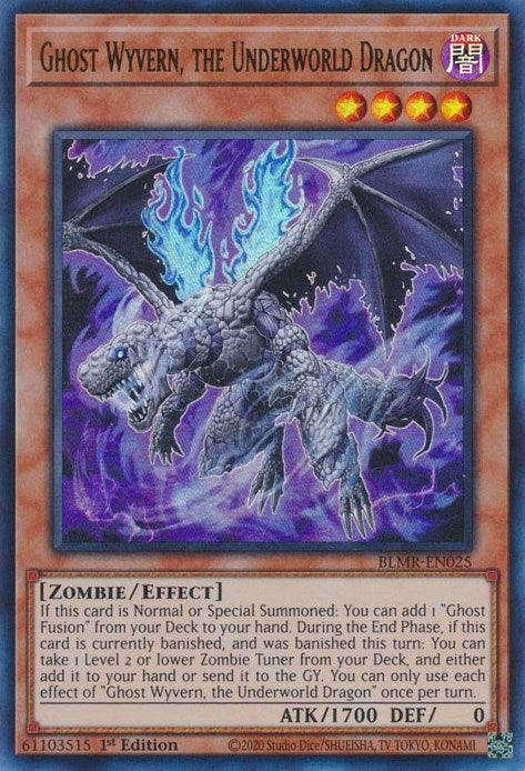 1st Edition, Battles of Legend: Monstrous Revenge, Dark, Effect Monster, Ultra Rare, Zombie Ghost Wyvern, the Underworld Dragon [BLMR-EN025] Ultra Rare - Trading Card World