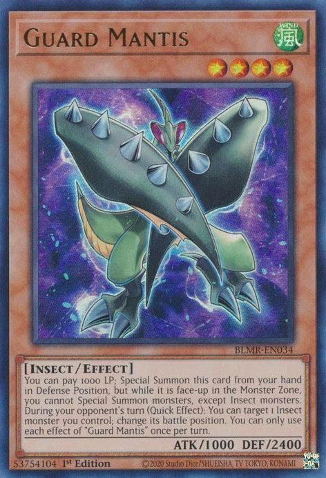 1st Edition, Battles of Legend: Monstrous Revenge, Effect Monster, Insect, Ultra Rare, Wind Guard Mantis [BLMR-EN034] Ultra Rare - Trading Card World