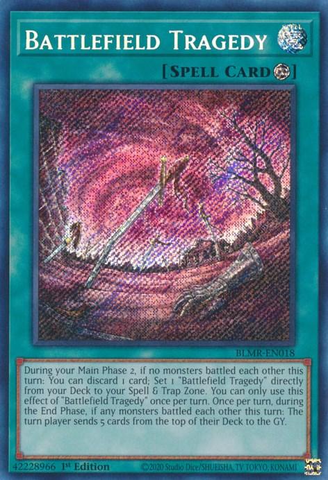 1st Edition, Battles of Legend: Monstrous Revenge, Continuous Spell, Secret Rare, Spell Battlefield Tragedy [BLMR-EN018] Secret Rare - Trading Card World