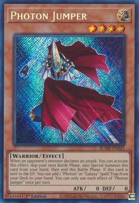1st Edition, Battles of Legend: Monstrous Revenge, Effect Monster, Light, Secret Rare, Warrior Photon Jumper [BLMR-EN043] Secret Rare - Trading Card World
