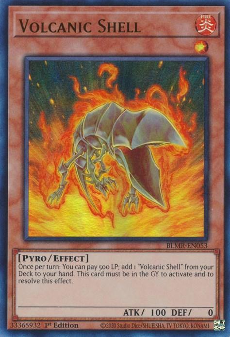 1st Edition, Battles of Legend: Monstrous Revenge, Effect Monster, Fire, Pyro, Ultra Rare Volcanic Shell [BLMR-EN053] Ultra Rare - Trading Card World