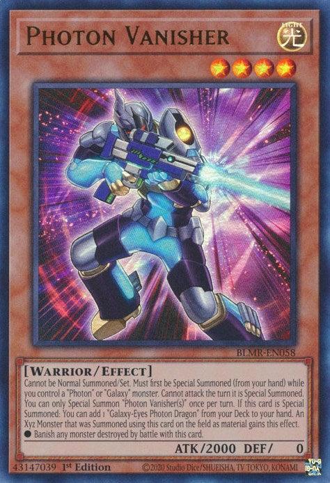 1st Edition, Battles of Legend: Monstrous Revenge, Effect Monster, Light, Ultra Rare, Warrior Photon Vanisher [BLMR-EN058] Ultra Rare - Trading Card World
