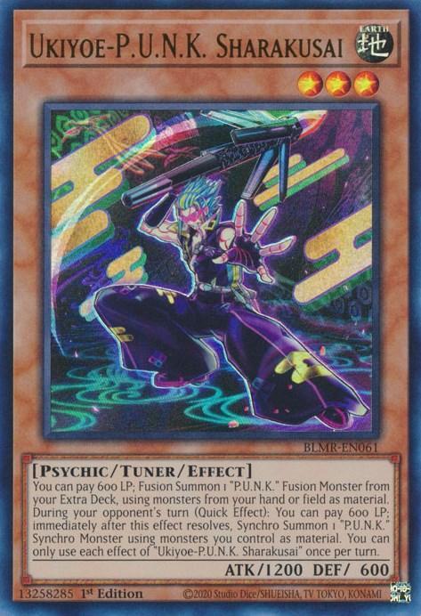 1st Edition, Battles of Legend: Monstrous Revenge, Earth, Psychic, Tuner/Effect Monster, Ultra Rare Ukiyoe-P.U.N.K. Sharakusai [BLMR-EN061] Ultra Rare - Trading Card World