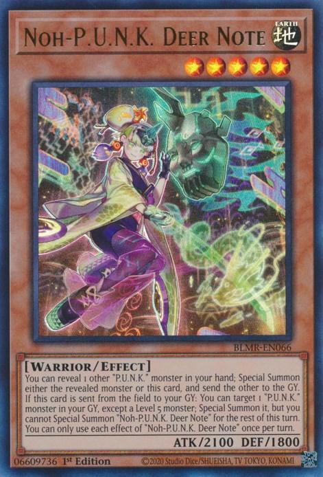 1st Edition, Battles of Legend: Monstrous Revenge, Earth, Effect Monster, Ultra Rare, Warrior Noh-P.U.N.K. Deer Note [BLMR-EN066] Ultra Rare - Trading Card World