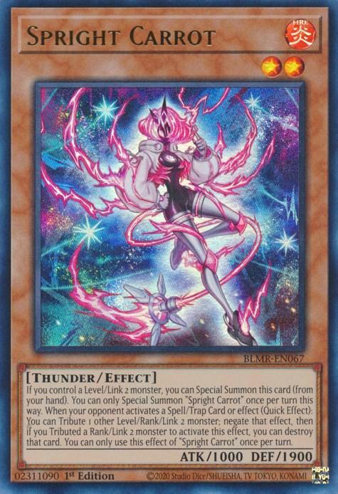 1st Edition, Battles of Legend: Monstrous Revenge, Effect Monster, Fire, Thunder, Ultra Rare Spright Carrot [BLMR-EN067] Ultra Rare - Trading Card World