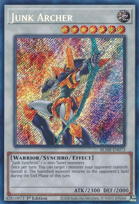 1st Edition, Battles of Legend: Monstrous Revenge, Earth, Secret Rare, Synchro/Effect Monster, Warrior Junk Archer [BLMR-EN073] Secret Rare - Trading Card World