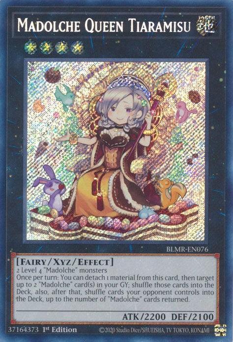 1st Edition, Battles of Legend: Monstrous Revenge, Earth, Fairy, Secret Rare, Xyz/Effect Monster Madolche Queen Tiaramisu [BLMR-EN076] Secret Rare - Trading Card World