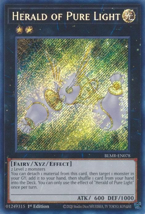 1st Edition, Battles of Legend: Monstrous Revenge, Fairy, Light, Secret Rare, Xyz/Effect Monster Herald of Pure Light [BLMR-EN078] Secret Rare - Trading Card World