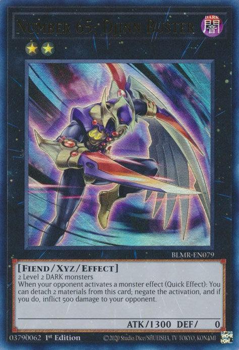 1st Edition, Battles of Legend: Monstrous Revenge, Dark, Fiend, Ultra Rare, Xyz/Effect Monster Number 65: Djinn Buster [BLMR-EN079] Ultra Rare - Trading Card World