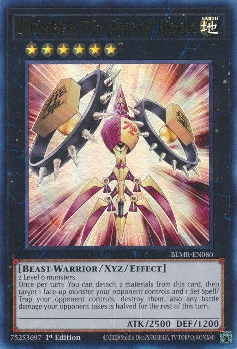 1st Edition, Battles of Legend: Monstrous Revenge, Beast-Warrior, Earth, Ultra Rare, Xyz/Effect Monster Number 72: Shogi Rook [BLMR-EN080] Ultra Rare - Trading Card World