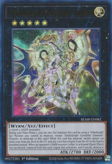 1st Edition, Battles of Legend: Monstrous Revenge, Light, Ultra Rare, Wyrm, Xyz/Effect Monster Stellarknight Constellar Diamond [BLMR-EN082] Ultra Rare - Trading Card World