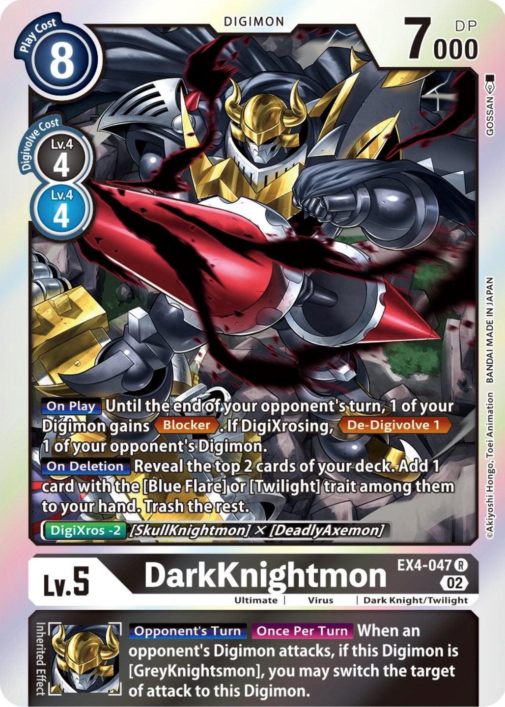 Alternative Being Booster, Black, Dark Knight/Twilight, Digimon, EX4-047, Rare, Ultimate, Virus DarkKnightmon [EX4-047] [Alternative Being Booster] - Trading Card World