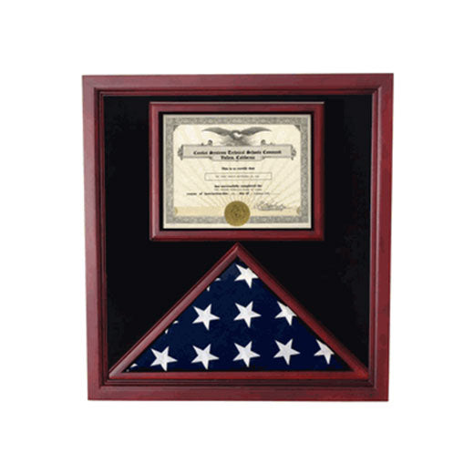 Flag and Document Display Case - Black Material.
