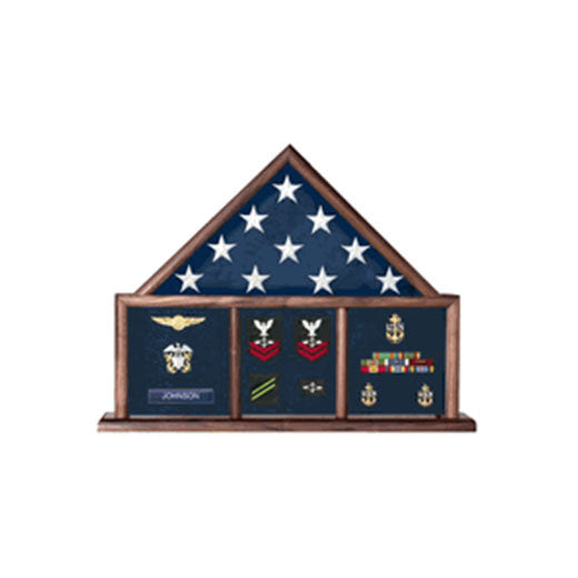 Flags Connections - USAF Shadow Box, Flag Medal Case - Oak Material.