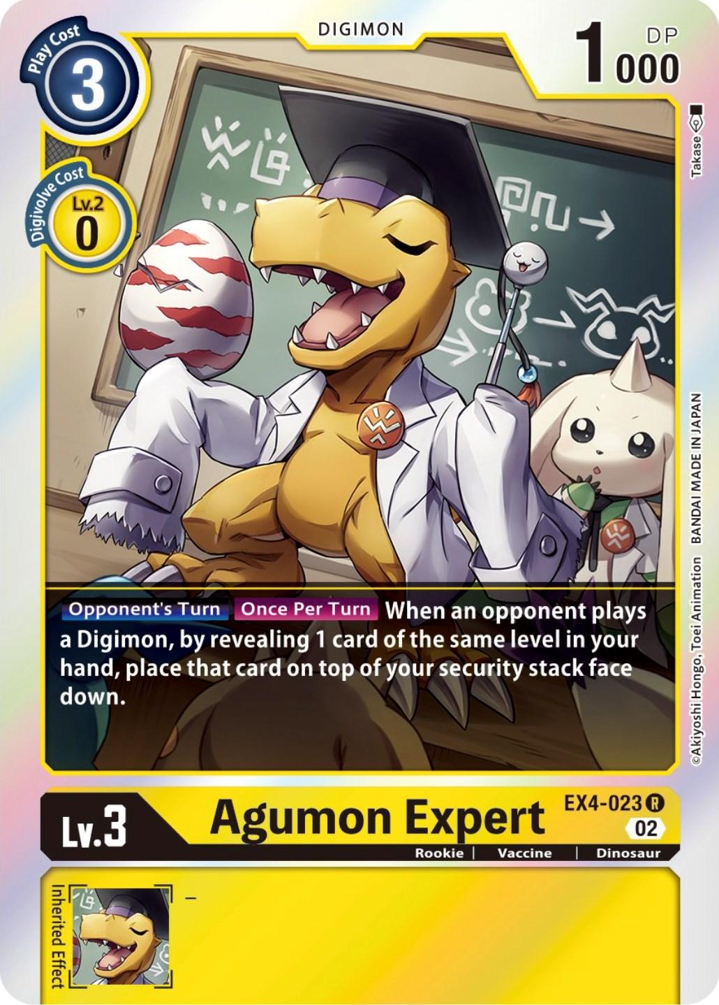 Alternative Being Booster, Digimon, Dinosaur, EX4-023, Rare, Rookie, Vaccine, Yellow Agumon Expert [EX4-023] [Alternative Being Booster] - Trading Card World