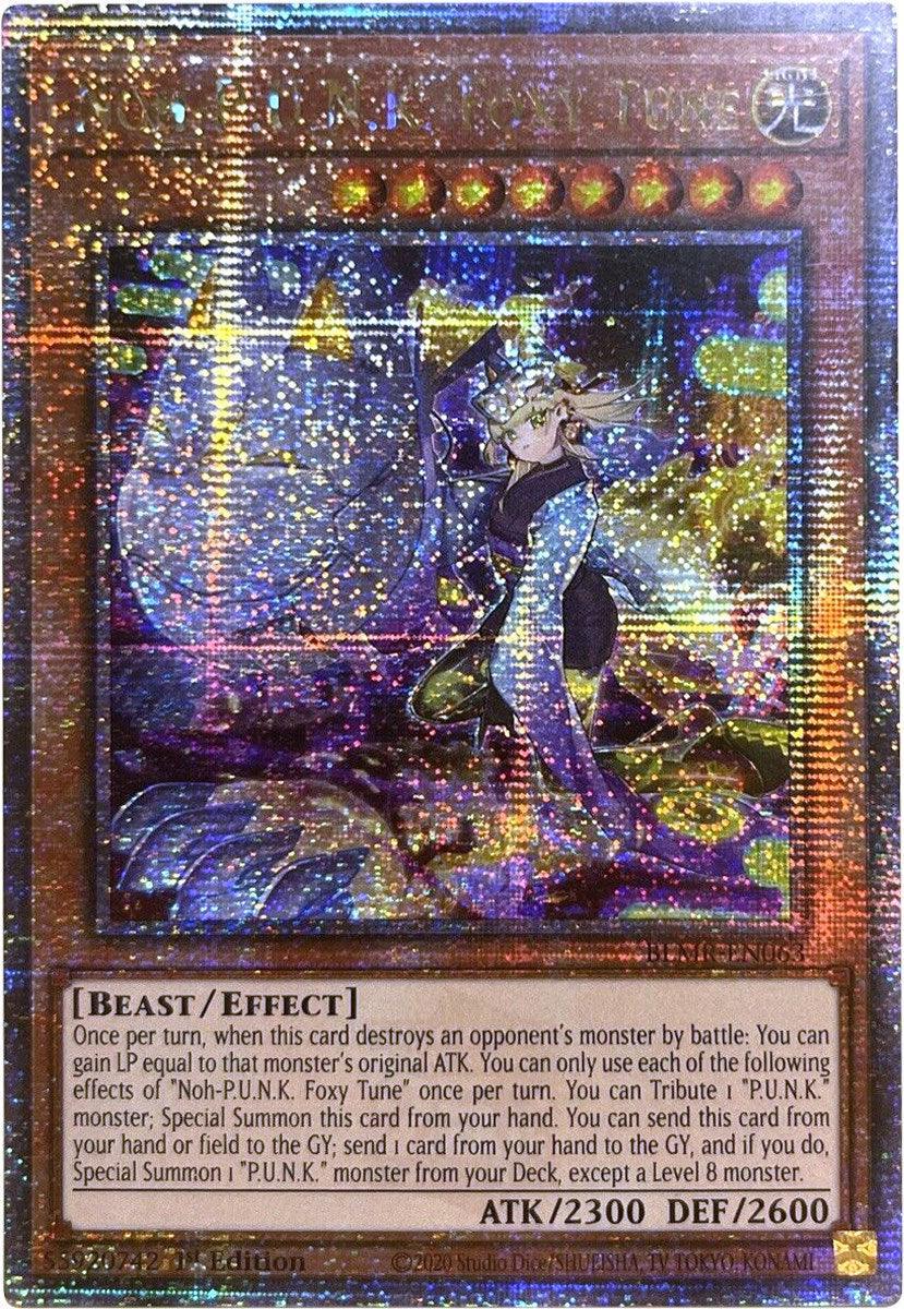 1st Edition, Battles of Legend: Monstrous Revenge, Beast, Effect Monster, Light, Quarter Century Secret Rare Noh-P.U.N.K. Foxy Tune [BLMR-EN063] Quarter Century Secret Rare - Trading Card World