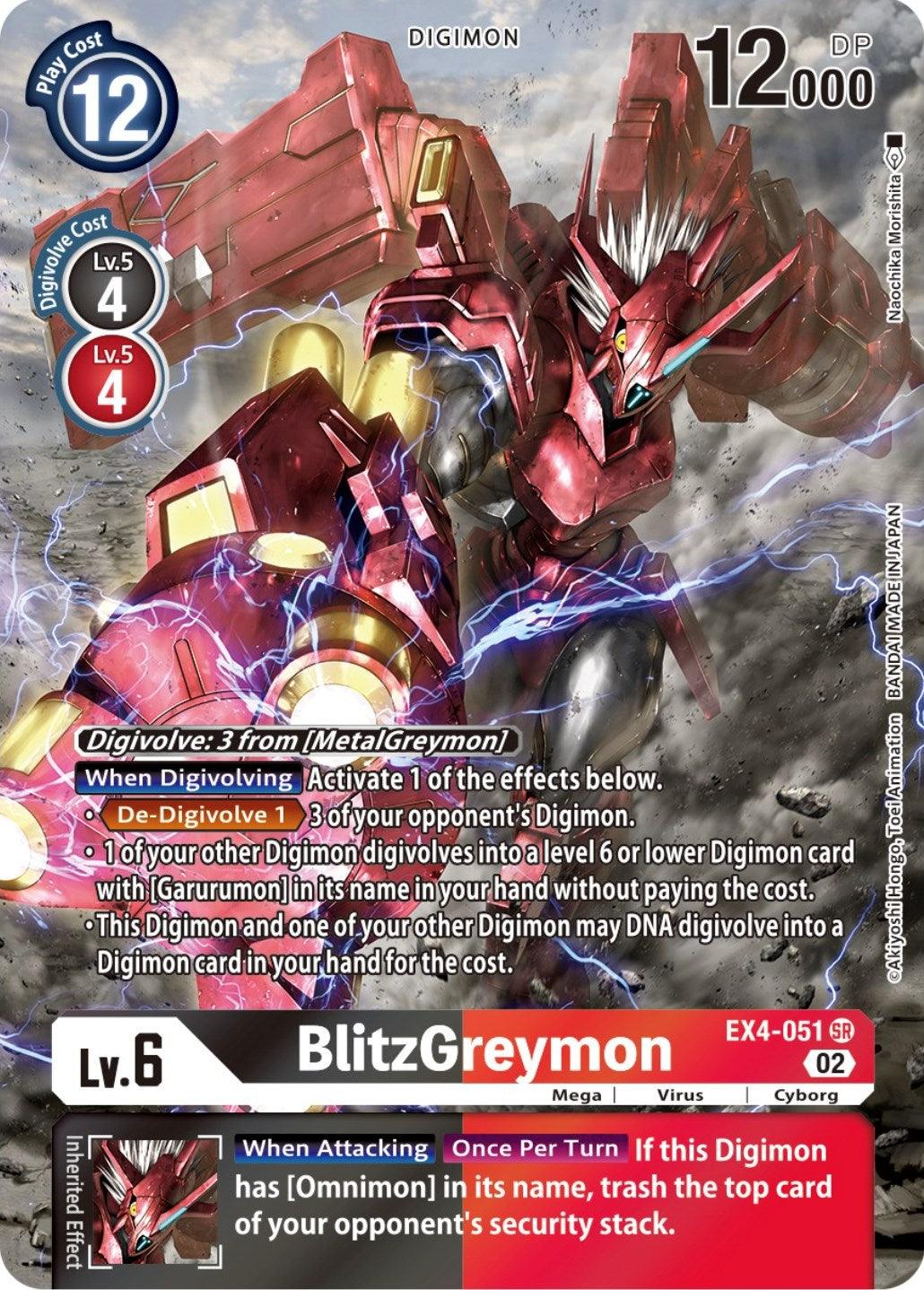 Alternative Being Booster, Cyborg, Digimon, EX4-051, Mega, Red;Black, Super Rare, Virus BlitzGreymon [EX4-051] (Alternate Art) [Alternative Being Booster] - Trading Card World