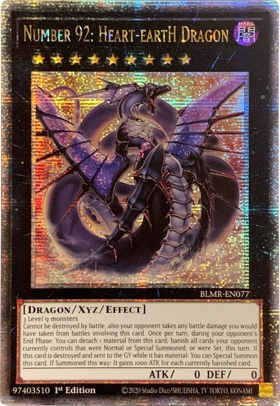 1st Edition, Battles of Legend: Monstrous Revenge, Dark, Dragon, Quarter Century Secret Rare, Xyz/Effect Monster Number 92: Heart-eartH Dragon [BLMR-EN077] Quarter Century Secret Rare - Trading Card World