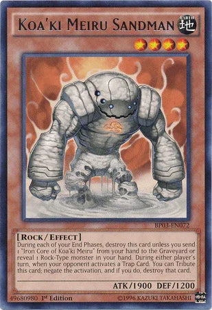1st Edition, Battle Pack 3: Monster League, Earth, Effect Monster, Rare, Rock Koa'ki Meiru Sandman [BP03-EN072] Rare - Trading Card World