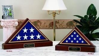 American Made Flag And Pedestal Display case - Cherry finish