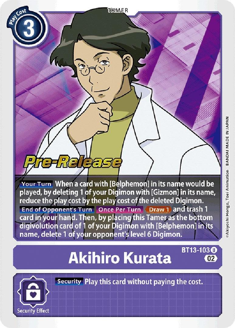BT13-103, Purple, Tamer, Uncommon, Versus Royal Knights Booster Pre-Release Cards Akihiro Kurata [BT13-103] [Versus Royal Knights Booster Pre-Release Cards] - Trading Card World