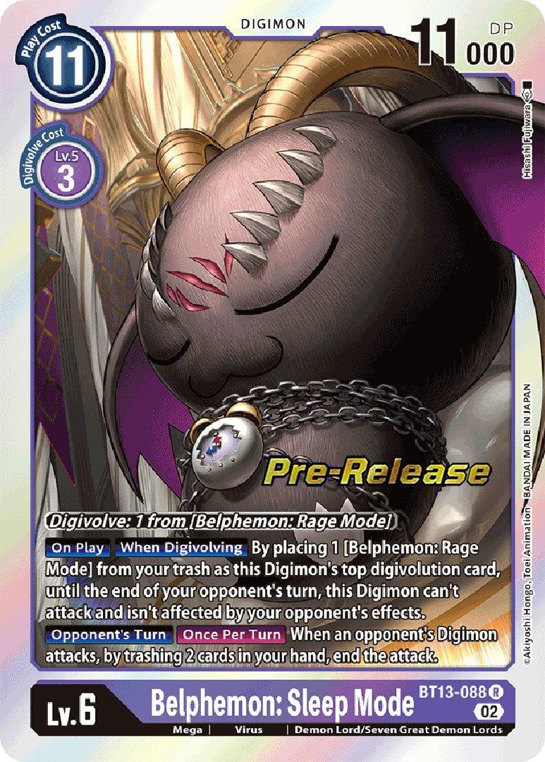 BT13-088, Demon Lord/Seven Great Demon Lords, Digimon, Mega, Purple, Rare, Versus Royal Knights Booster Pre-Release Cards, Virus Belphemon: Sleep Mode [BT13-088] [Versus Royal Knights Booster Pre-Release Cards] - Trading Card World