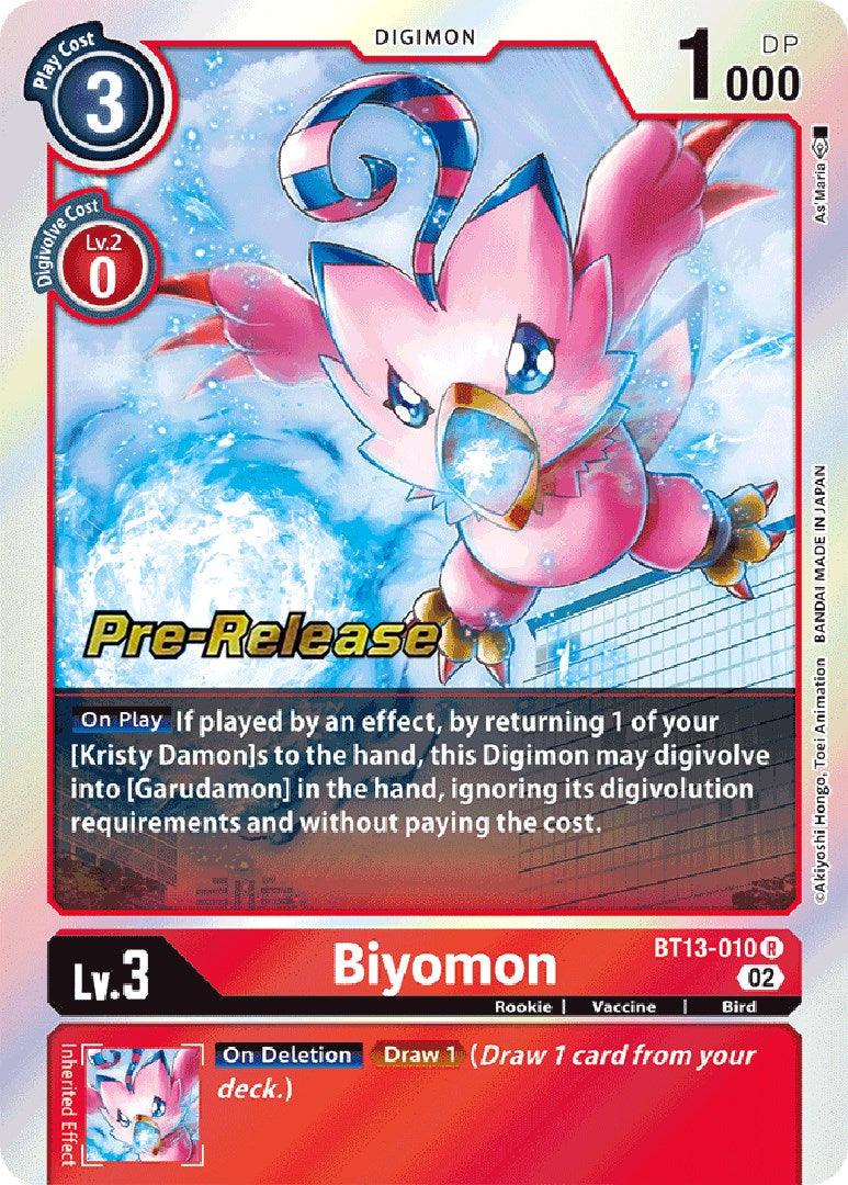 Bird, BT13-010, Digimon, Rare, Red, Rookie, Vaccine, Versus Royal Knights Booster Pre-Release Cards Biyomon [BT13-010] [Versus Royal Knights Booster Pre-Release Cards] - Trading Card World
